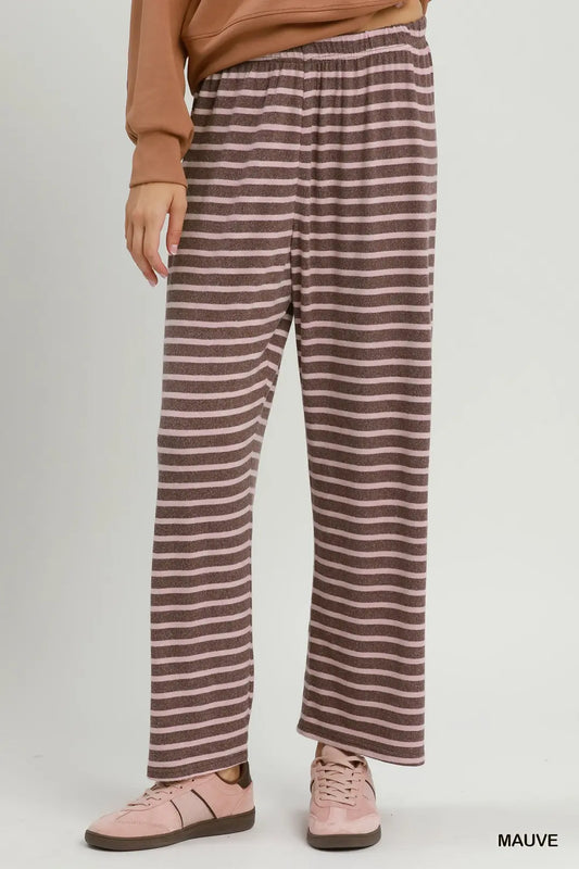 Mauve Striped Wide Leg Pants