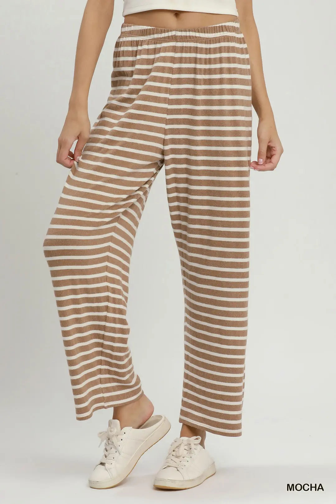 Mocha Striped Wide Leg Pants