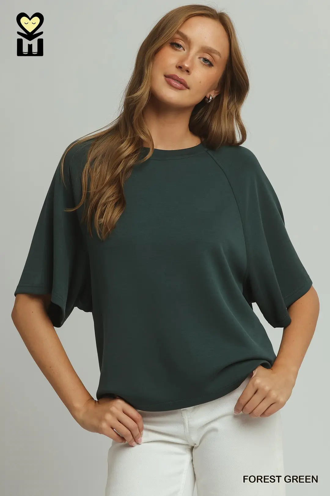 Forest Green Raglan Sleeve Top
