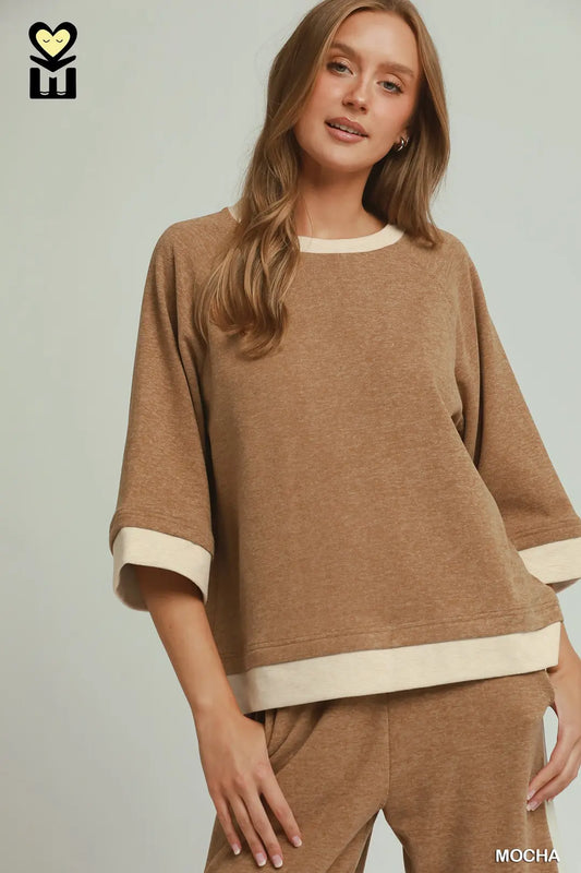 Mocha Contrast Raglan Sleeve