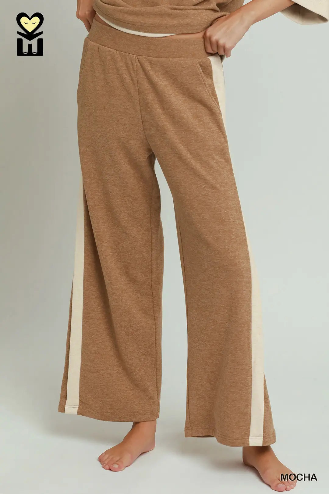 Mocha Contrast Wide Leg Pants