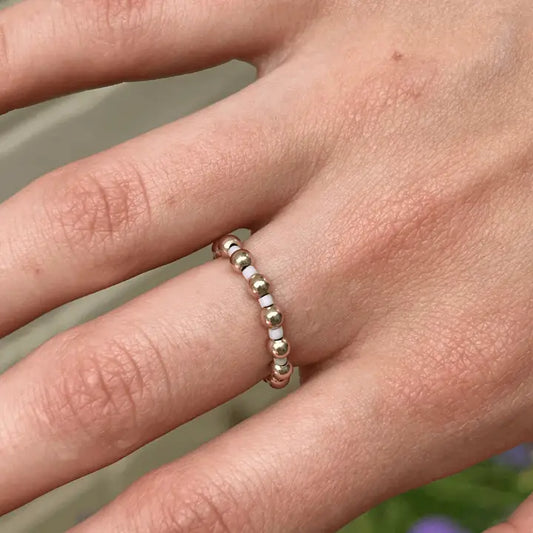 3mm Waterproof Stretch Ring Color Crush Newport Palest Pink & Gold Filled