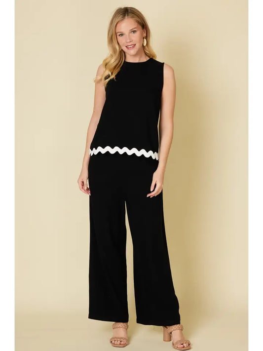 Black Solid Ric Rac Trim Set