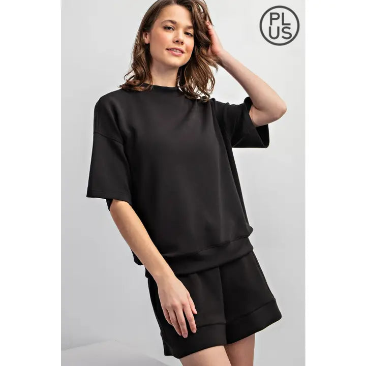 Plus Modal Scuba Top - Black