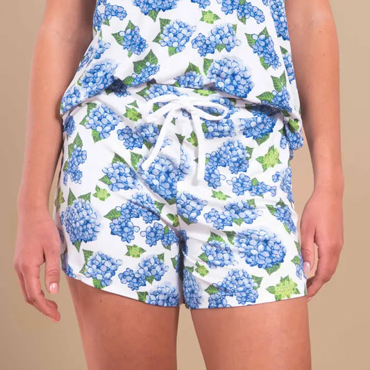 Blue Hydrangea Pajama Shorts