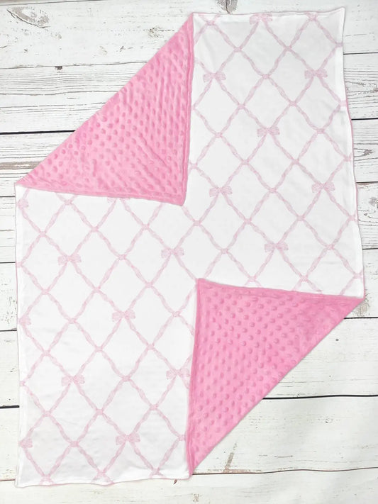 Baby Girl Pink Bow Print Blanket