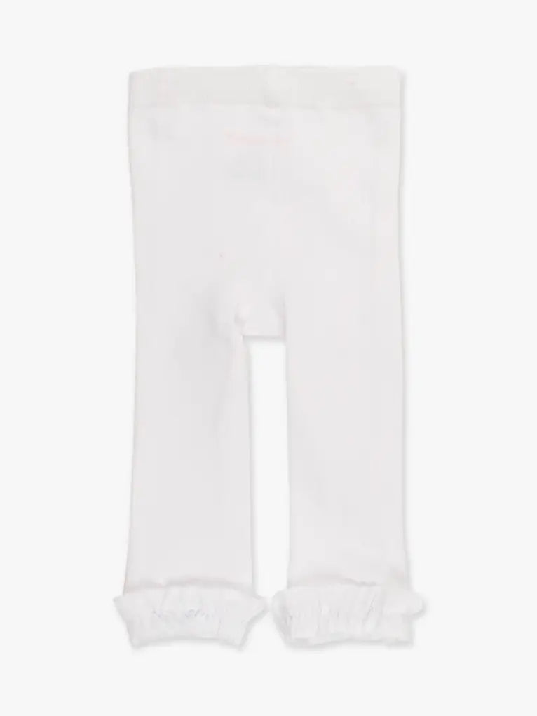 Girls White Footless Ruffle Tights