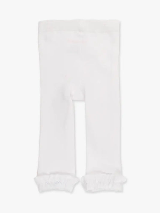 Girls White Footless Ruffle Tights