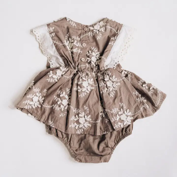 Embroidered Short Sleeve Floral Onesie