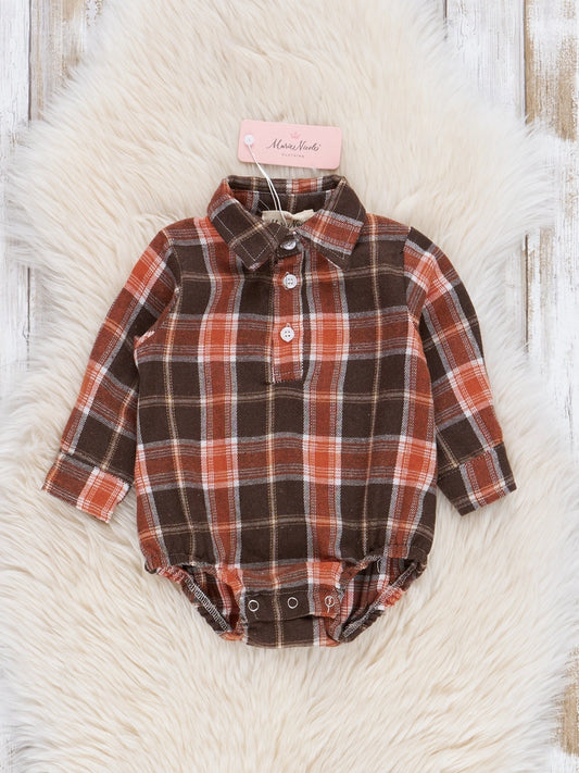 Brown and Orange Button-Up