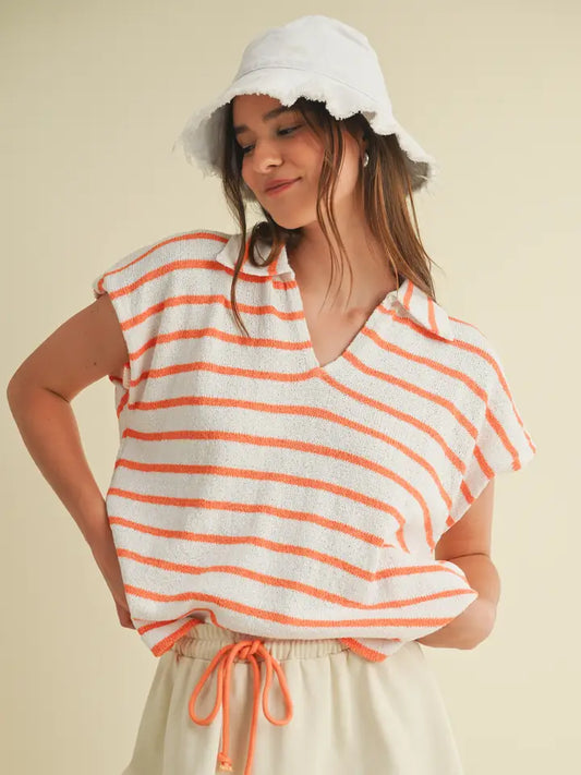 Orange and White Striped Top