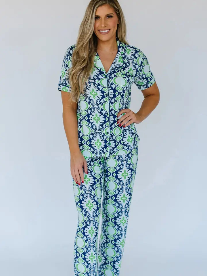 Plus Green and Blue Charlotte Pajama Set