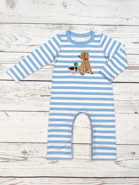 Baby Boy Dog Duck Applique Sleeper