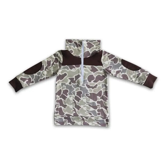 Camo Brown Long Sleeve Zipper