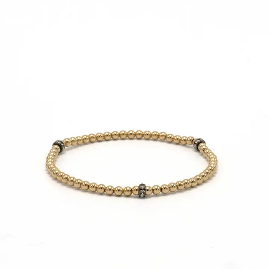 3mm Karma Glitter 14k Gold Filled Bead Bracelet