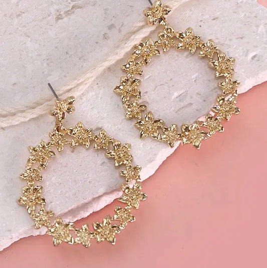 Flower Circle Drop Earrings