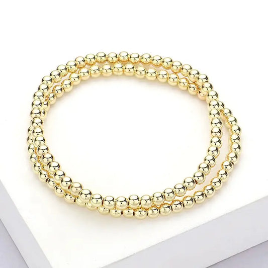 Waterproof Stainless-Steel 4mm Beaded Set of 2 Bracelets