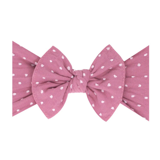 Mauve and White Dot Knot Headband