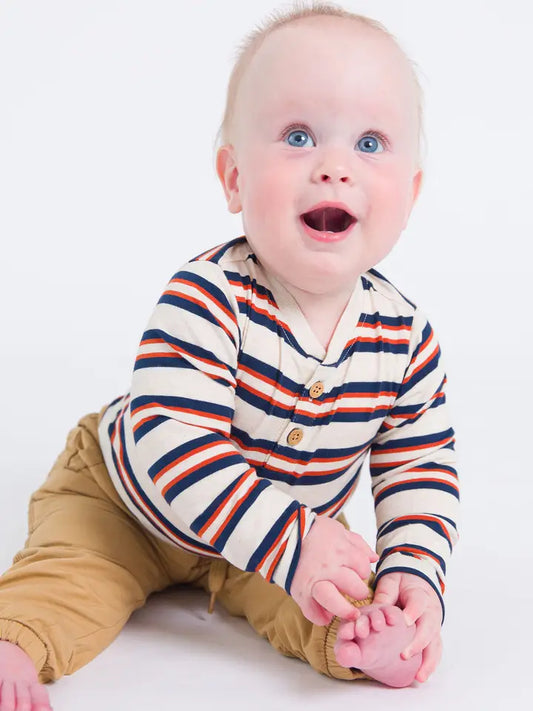 Baby Boys Heather Oatmeal & Rust Bodysuit