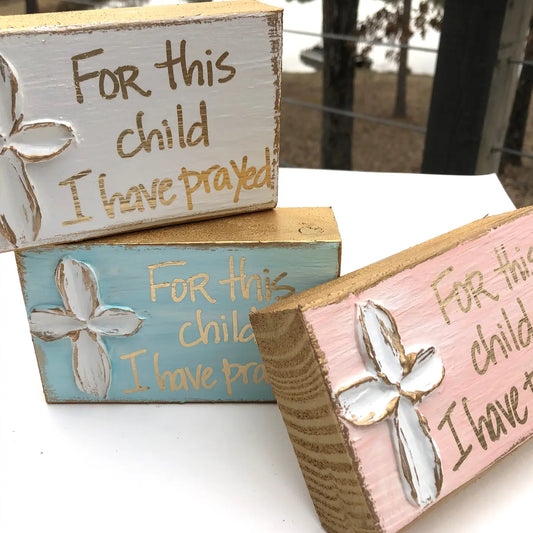 Blue "For This Child" Nursery Block