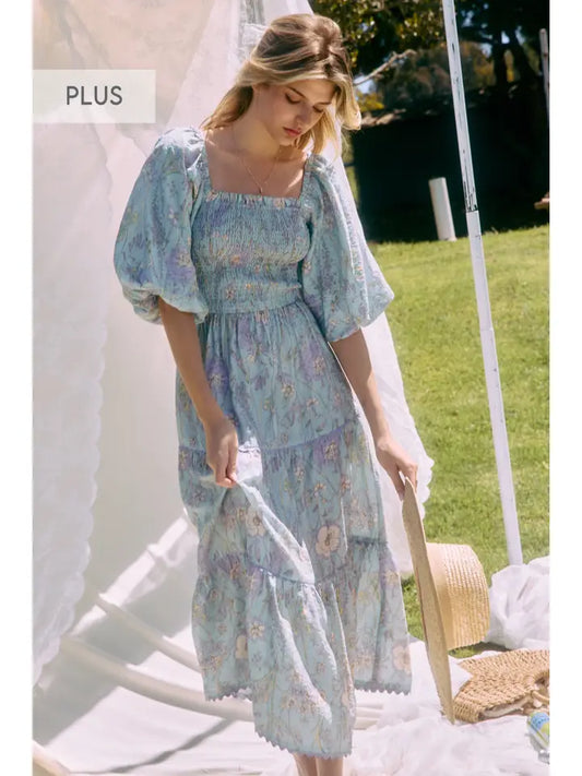 Plus Floral Printed Midi Dress