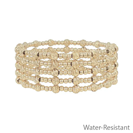 Water Resistant Gold 3mm Beaded Bracelet