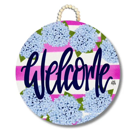 Welcome Large Hydrangea Door Hanger