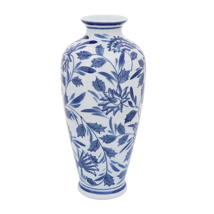 Blue 13in. Bud Ceramic Toil Chinoiserie Vase