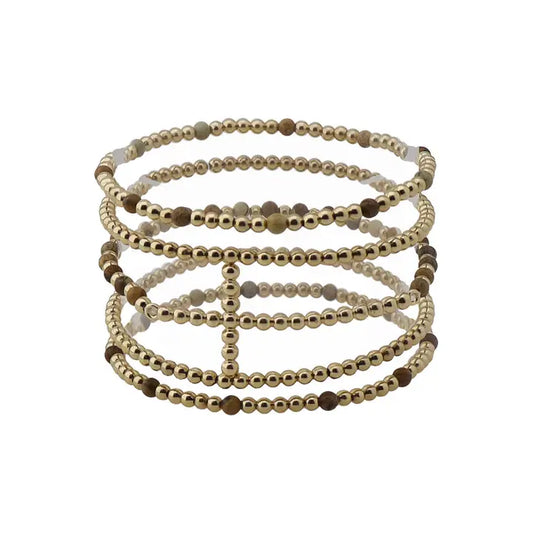 Jasper Brown Cross Stretch Bracelets