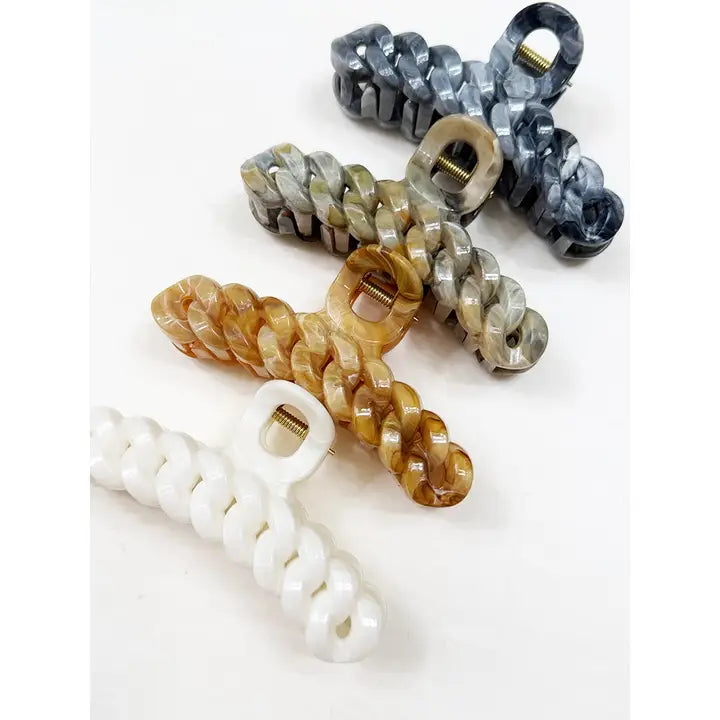 Neutral Tone Marble Chain Pattern Hair Clip