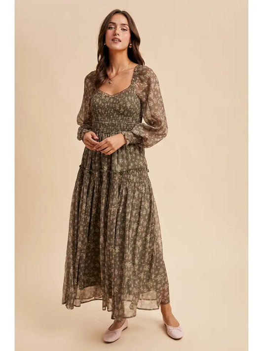 Smocked Floral Maxi Dress