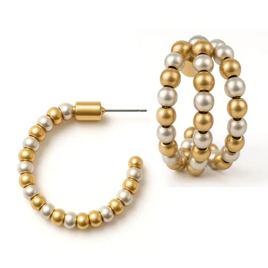 Gold and Silver Triple Layered Hoops