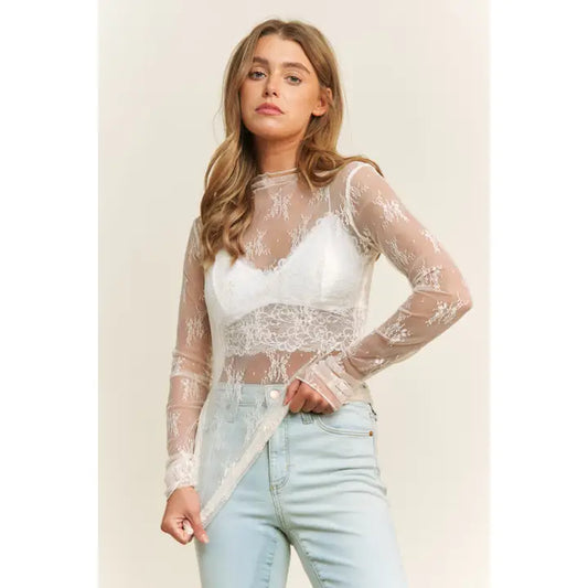 Cream Lace Layering Top