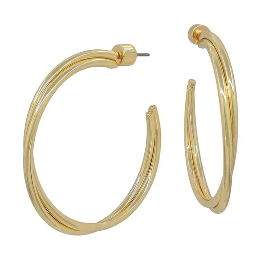 Gold Twisted 2" Hoop Earring