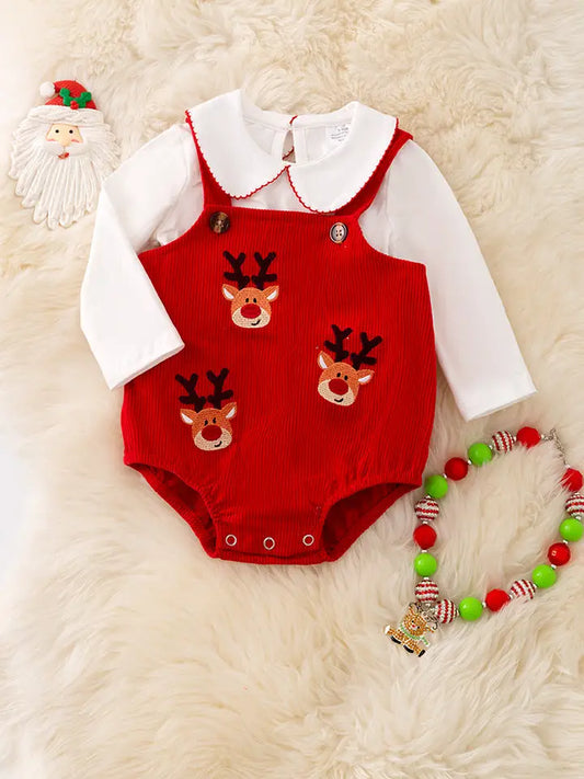 Deer Embroidery Baby Onesie