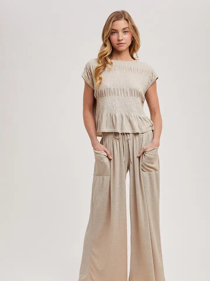 Beige 2-Piece Pants Set