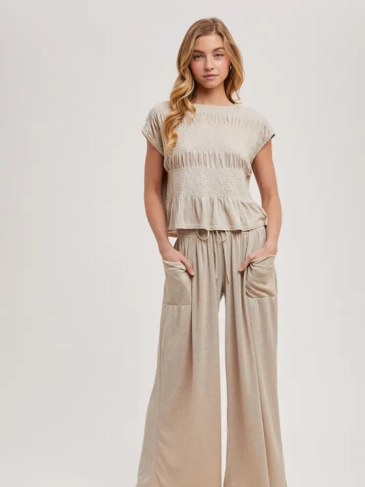 Beige 2-Piece Pants Set