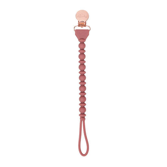 Rosewood Silicone One-Piece Pacifier Clip