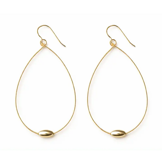 Single Oval Gold Teardrop Earring