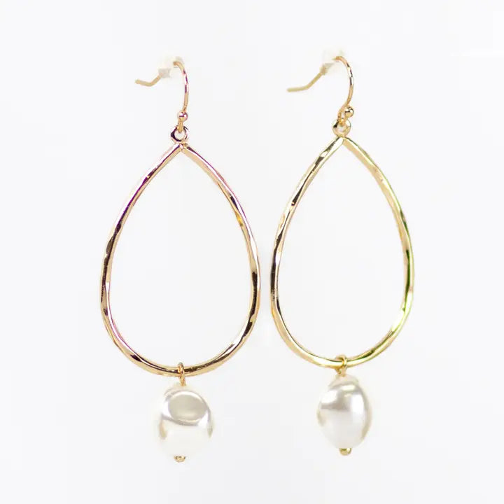 Gold and White Pearl Earrings