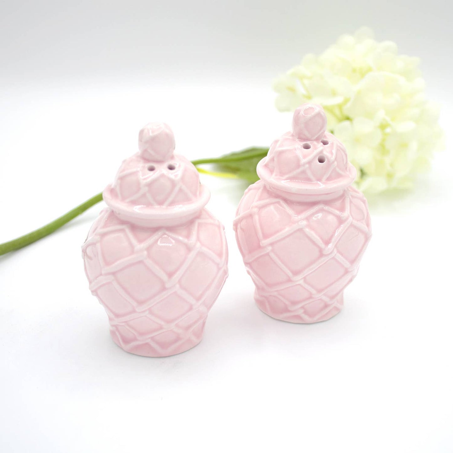Pink Textured Jar Salt & Pepper Shaker Boxed Set