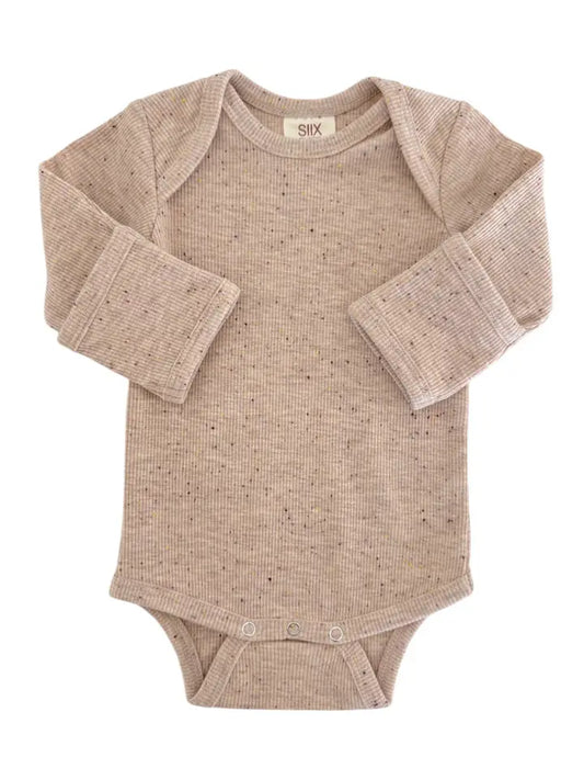 Tan Speckle/Long Sleeve Bodysuit