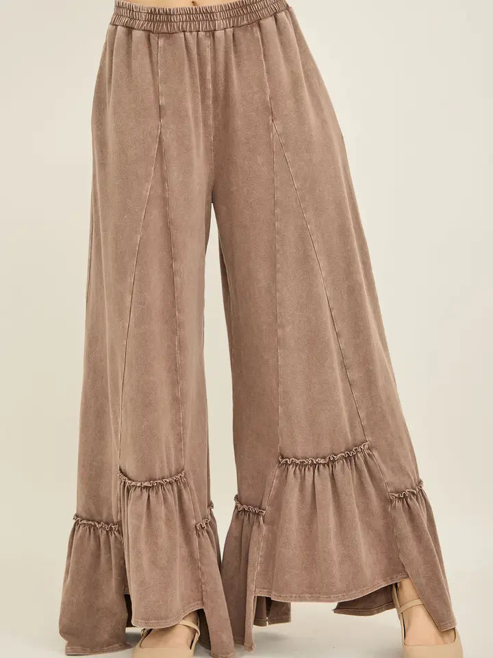 Mineral Washed Jersey Tiered  Pants