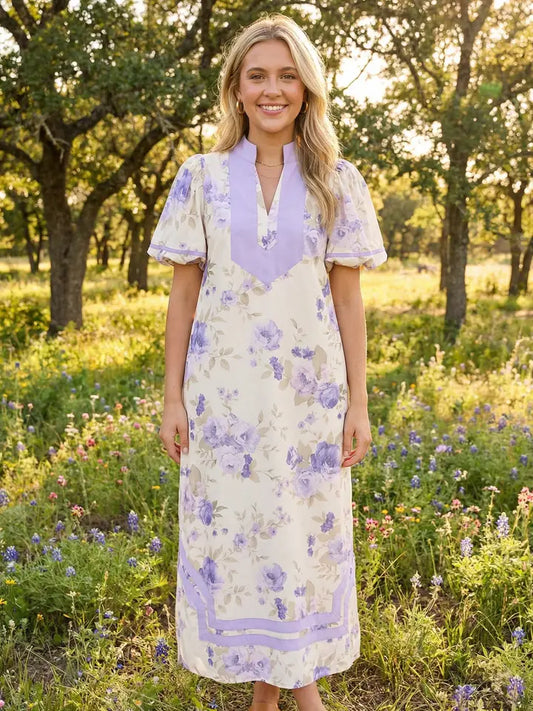 Lavender Floral Maxi Dress