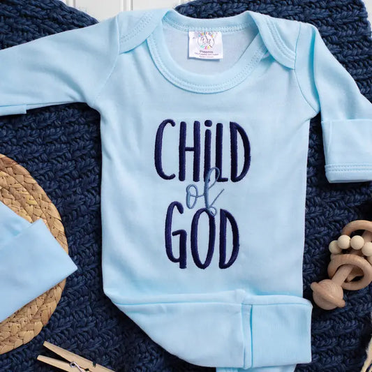 Blue Child of God Romper