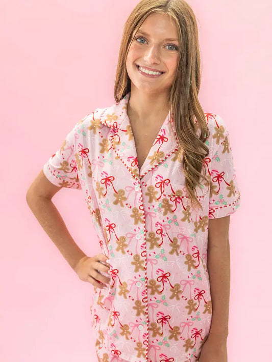 Gingerbread Bows Pajama Set