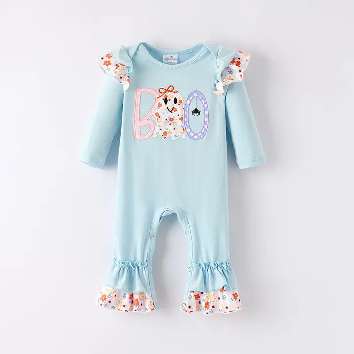 Boo Girls Halloween Ghost Applique Romper