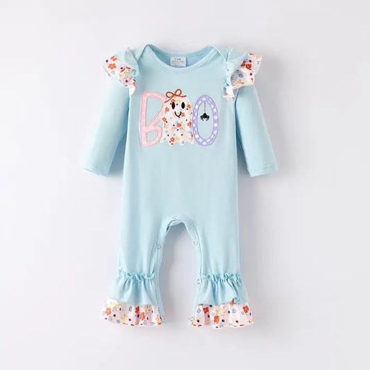 Boo Girls Halloween Ghost Applique Romper