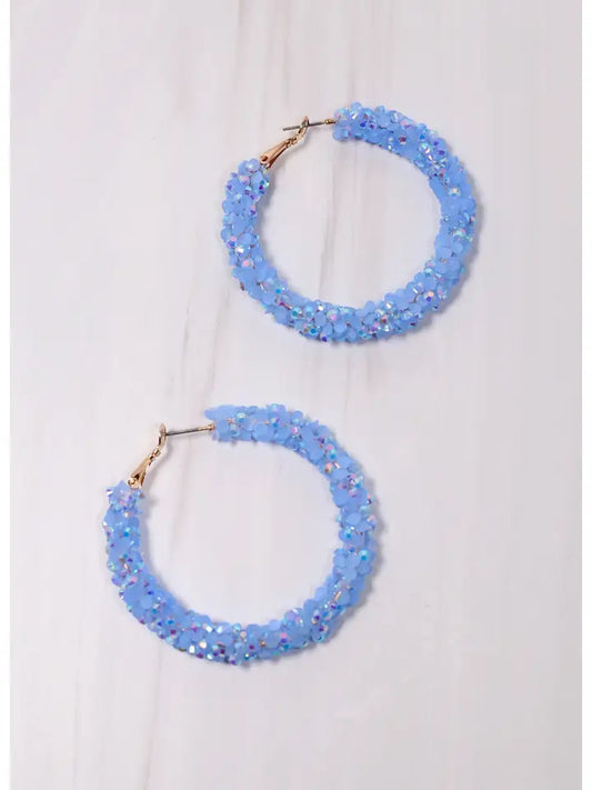 Caroline Hill Blue Rhinestone Hoop Earrings