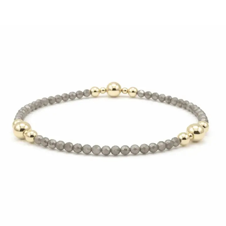 Nantucket Shimmer Gray Beaded Bracelet with 14k Gold Filled - 6.5"